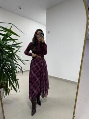 Mz 22786 Baklava Desenli Mor - Lila Etek