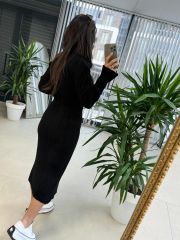 My Fitilli Triko Siyah Kalem Elbise