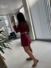 Fw 0367 Linda Bordo Mini Gömlek Elbise