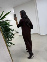 Ms 5617 Tasarım Kahve Modal Elbise