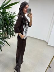 Ms 5617 Tasarım Kahve Modal Elbise