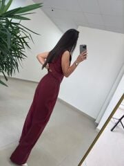 Fp 51192 Kolsuz Gizli Düğme Bluzlu Bordo Takım