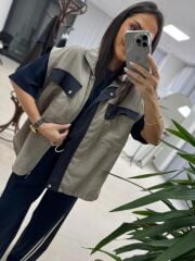 Nx 2843 Haki Yelekli Üçlü Takım