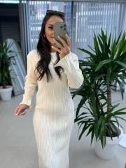 My Fitilli Triko Krem Kalem Elbise