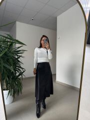 Bb 30470 Deri Midi Siyah Etek