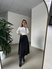 Bb 30470 Deri Midi Siyah Etek