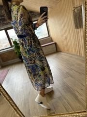 Mein 3050 Sax Midi-Chiffonkleid mit Gürtel