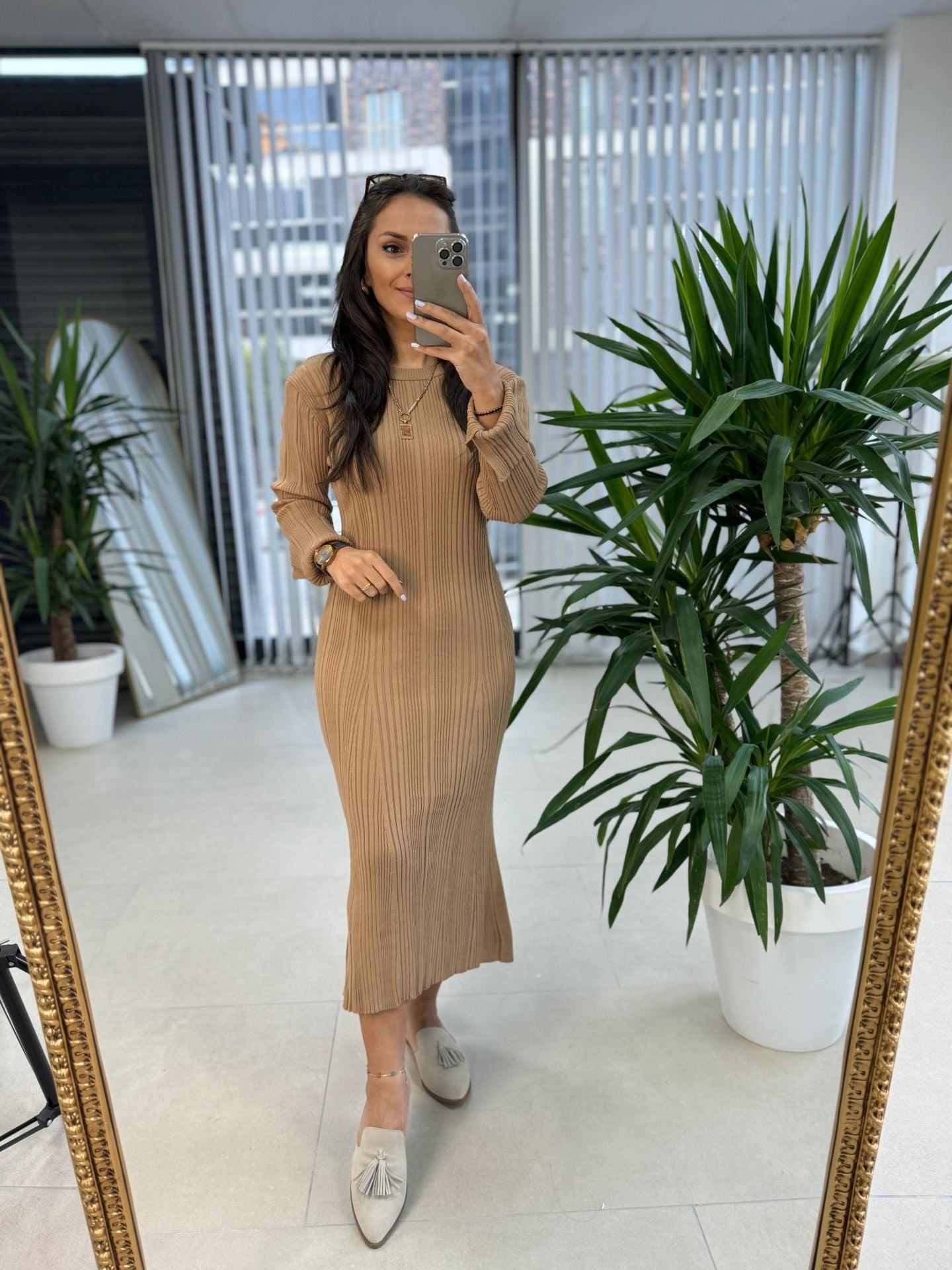 My Fitilli Triko Vizon Kalem Elbise