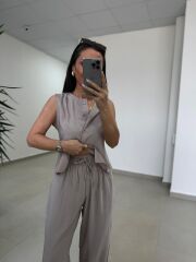 Fp 51192 Kolsuz Gizli Düğme Bluzlu Taş Takım