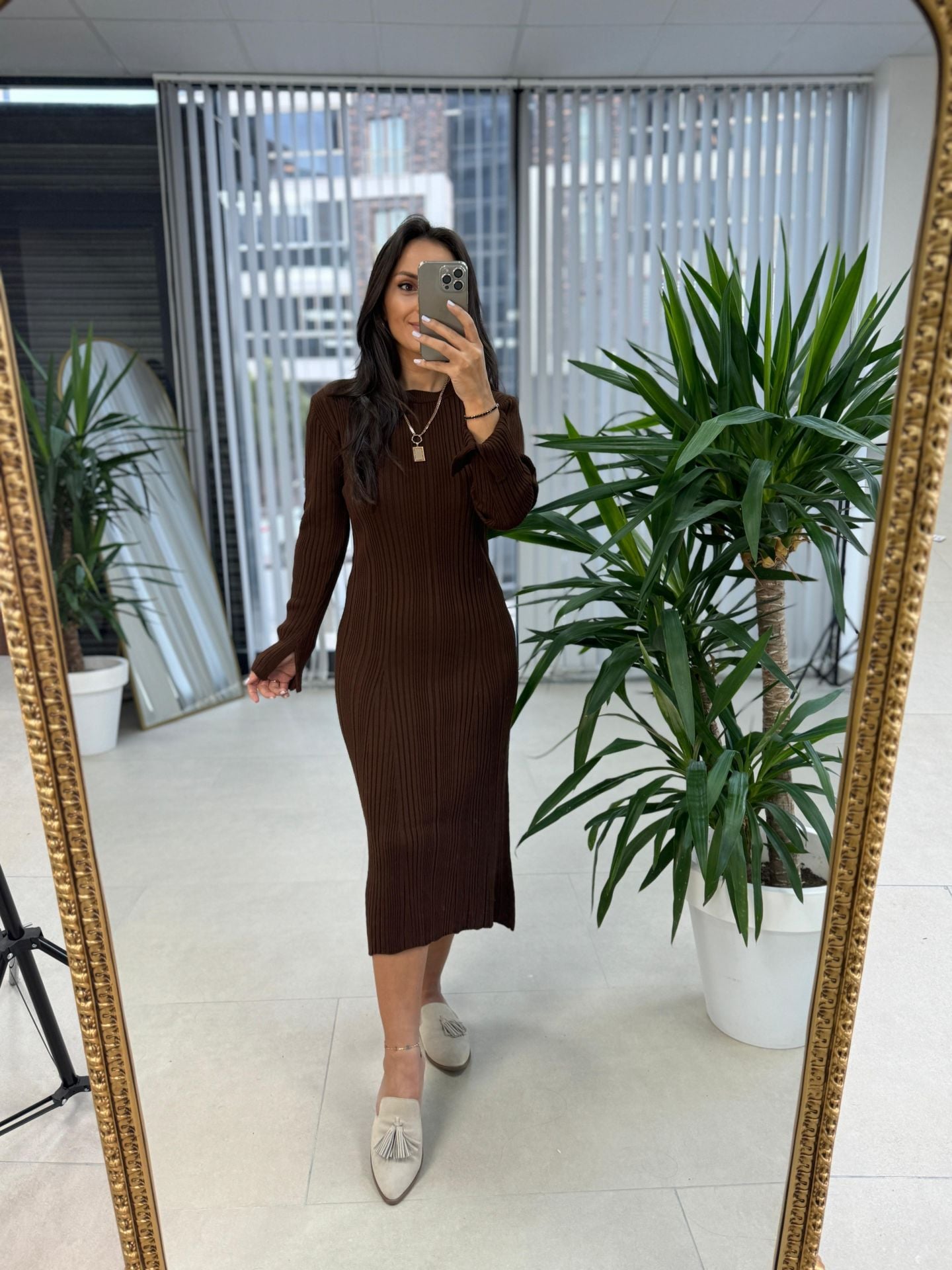 My Fitilli Triko A.Kahve Kalem Elbise