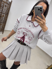 Pi 55803 Gri Figürlü Sweatshirt