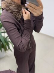 Mz 22738 Kürk Yakalı A. Kahve Takım