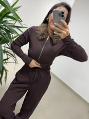 Mz 22738 Kürk Yakalı A. Kahve Takım