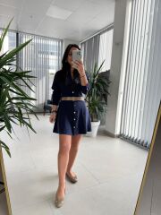 Fw 0367 Linda İndigo Mini Gömlek Elbise