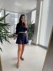 Fw 0367 Linda İndigo Mini Gömlek Elbise