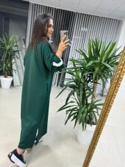 Dr 8161 Gömlek Yaka Detaylı Zümrüt Yeşili Modal Elbise