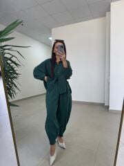 Fp 50957 Zümrüt Tensel Gömlek Pantolon Takım