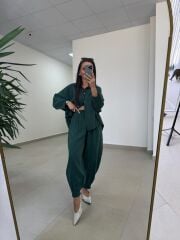 Fp 50957 Zümrüt Tensel Gömlek Pantolon Takım