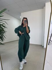 Fp 50957 Zümrüt Tensel Gömlek Pantolon Takım