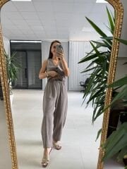 Kk 8001 Vizon Maskülen Düğmeli Yelek ve Şalvar Kesim Pantolon İkili Takım
