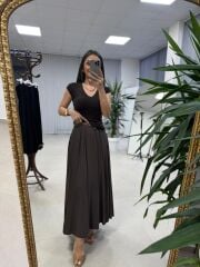 La 56985 Parça Dikişli Kraşlı Kahve Etek