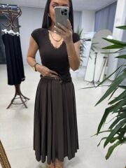 La 56985 Parça Dikişli Kraşlı Kahve Etek