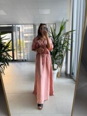 Np 8016 Pembe Bağlamalı Müslin Nakışlı Takım