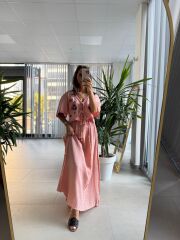 Np 8016 Pembe Bağlamalı Müslin Nakışlı Takım