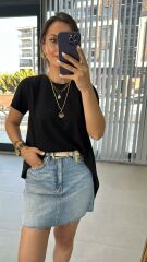 Dr 4060 Siyah Poplin Detaylı Tshirt