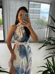 My 3242 Pembe Geçişli Halter Şifon Elbise