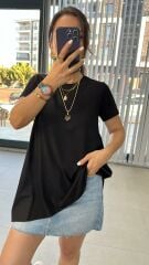 Dr 4060 Siyah Poplin Detaylı Tshirt