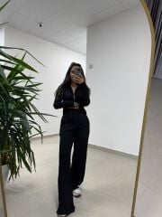 Mz 22738 Kürk Yakalı Siyah Takım