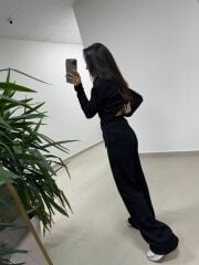 Mz 22738 Kürk Yakalı Siyah Takım