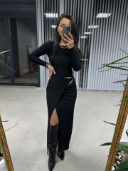 Mz Gold Tokalı Siyah Elbise