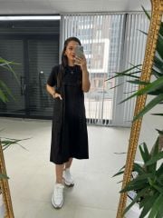 Dr 2590 Düğme Detaylı Tasarım Elbise