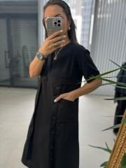 Dr 2590 Düğme Detaylı Tasarım Elbise