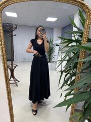 La 56985 Parça Dikişli Kraşlı Siyah Etek