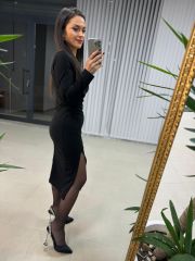 Mc Yan Pile Detaylı Siyah Elbise