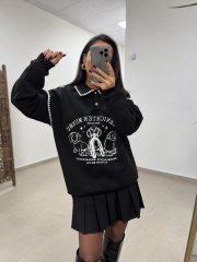 Pi 55803 Siyah Ön Baskılı Sweatshirt