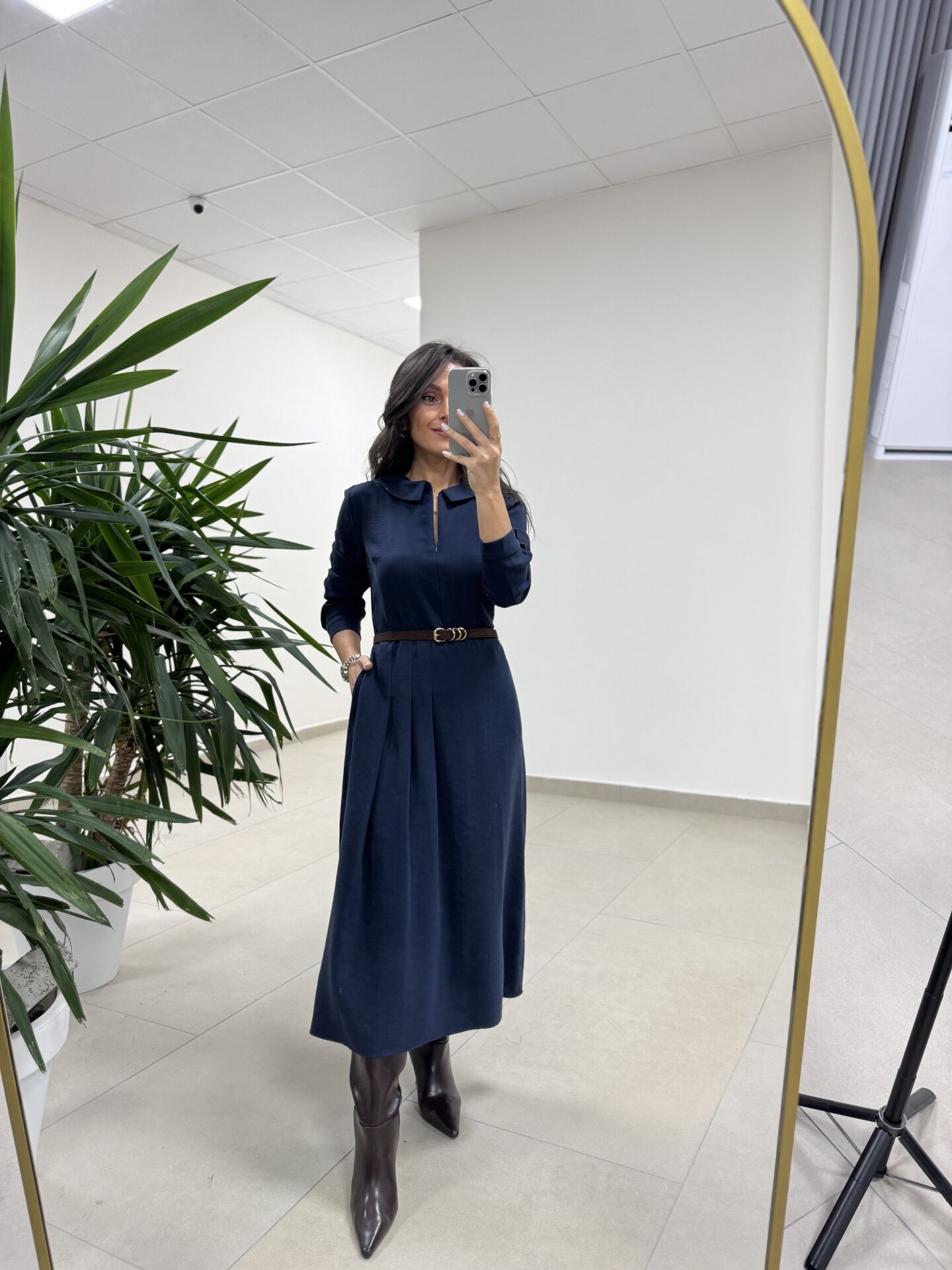 Ms 2894 Gizli Fermuar Detaylı Tensel Laci Elbise