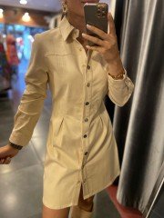 gold çıtçıtlı jean elbise