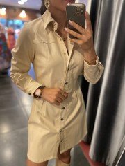 gold çıtçıtlı jean elbise
