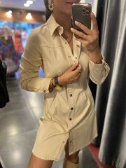 gold çıtçıtlı jean elbise