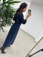 Ms 2894 Gizli Fermuar Detaylı Tensel Laci Elbise