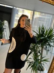 Ms Dantel Detaylı Siyah Elbise