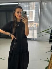 Dr 2608 Pocket Belted Design Dress