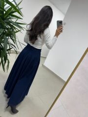 Mz 22452 Kemer Detaylı Denim Etek