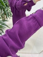 Ms 2894 Gizli Fermuar Detaylı Tensel Mürdüm Elbise