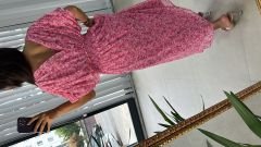 Mng pembe çiçekli yoryo elbise