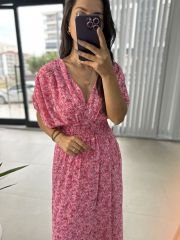 Mng pembe çiçekli yoryo elbise